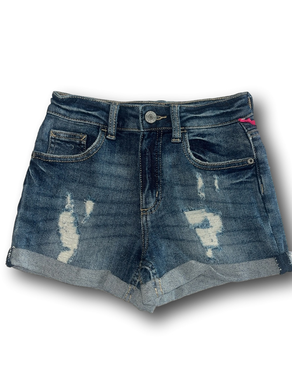 Justice Mini Mom Short Distressed Dark Blue Denim Jean Shorts